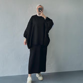 Thick Knit Two-Piece Set - Modest Sweater & Long Skirt